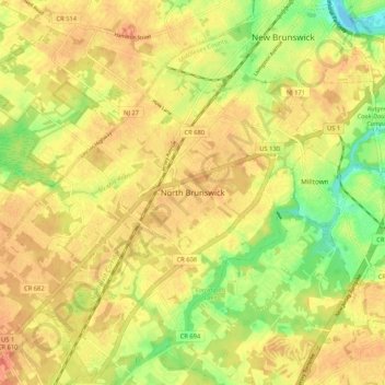 North Brunswick topographic map, elevation, terrain