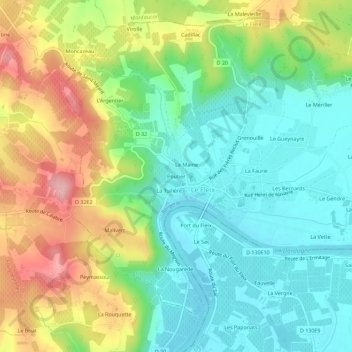 Poutier topographic map, elevation, terrain