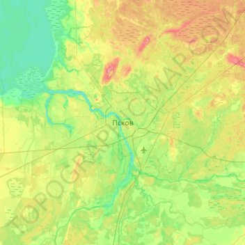 Pskov topographic map, elevation, terrain