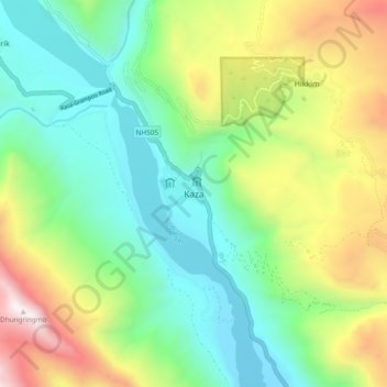 Kaza topographic map, elevation, terrain