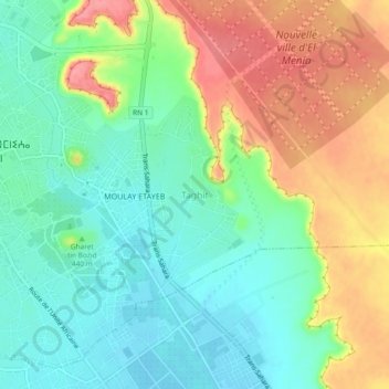 Taghit topographic map, elevation, terrain