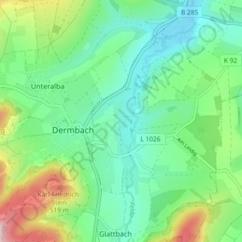 Bodenmühle topographic map, elevation, terrain