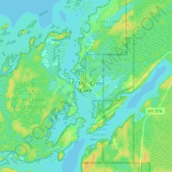 Cross Lake topographic map, elevation, terrain