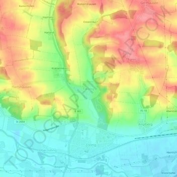 Flitzing topographic map, elevation, terrain