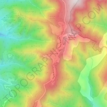 Peïra-Cava topographic map, elevation, terrain