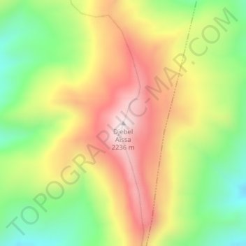 Djebel Aïssa topographic map, elevation, terrain