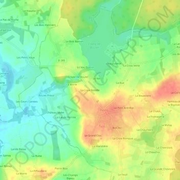 La Croix Notelle topographic map, elevation, terrain