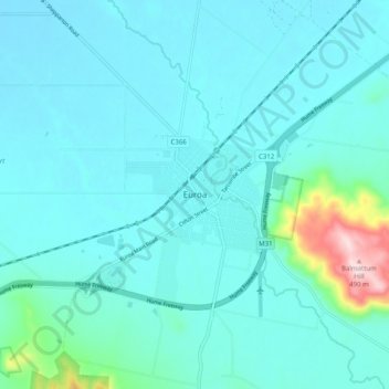 Euroa topographic map, elevation, terrain