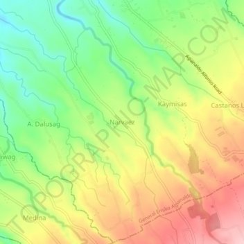 Narvaez topographic map, elevation, terrain