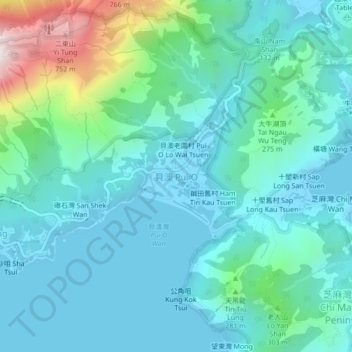 Pui O topographic map, elevation, terrain