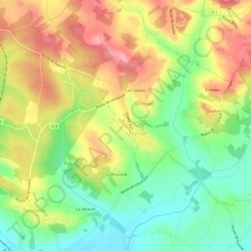 Le Colombier topographic map, elevation, terrain