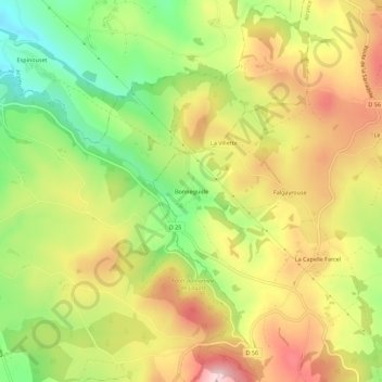Bonneguide topographic map, elevation, terrain