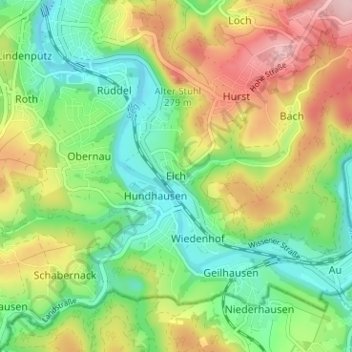Eich topographic map, elevation, terrain