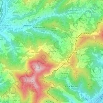 Casanova topographic map, elevation, terrain