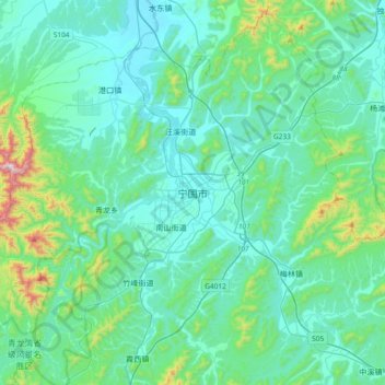 Ningguo topographic map, elevation, terrain