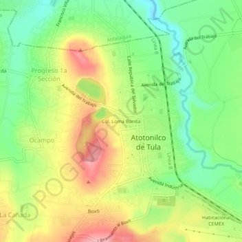 Col. Loma Bonita topographic map, elevation, terrain