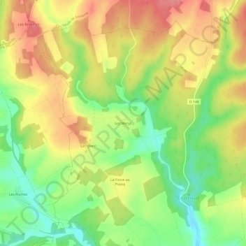 Les Merys topographic map, elevation, terrain