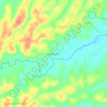 Sukajaya topographic map, elevation, terrain