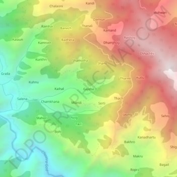 Gajeha topographic map, elevation, terrain