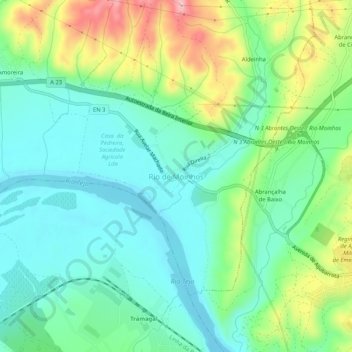 Rio de Moinhos topographic map, elevation, terrain