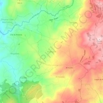 Ardegão topographic map, elevation, terrain
