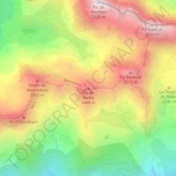 Pic de Barbe topographic map, elevation, terrain