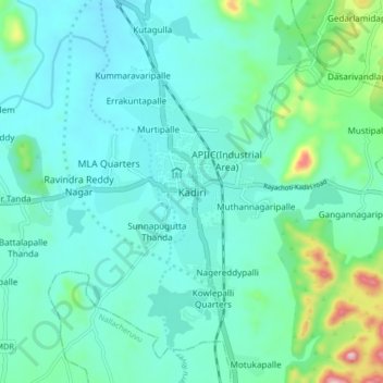 Kadiri topographic map, elevation, terrain