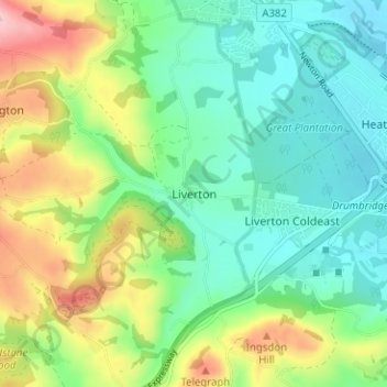 Liverton topographic map, elevation, terrain