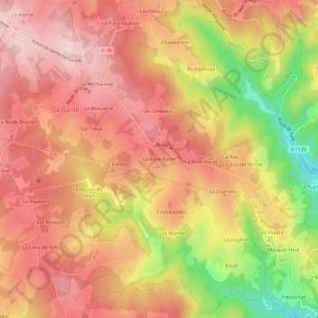 La Borie Basse topographic map, elevation, terrain