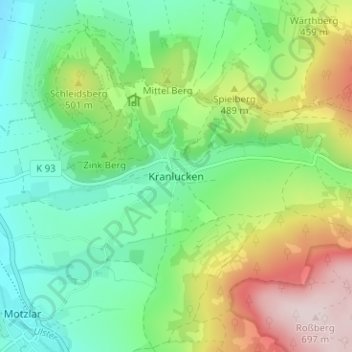 Kranlucken topographic map, elevation, terrain
