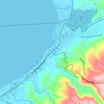 Puerto topographic map, elevation, terrain