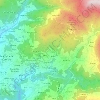 Soutelo topographic map, elevation, terrain