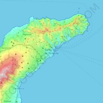 Santa Cruz de Tenerife topographic map, elevation, terrain