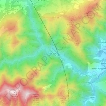 Cerreta topographic map, elevation, terrain
