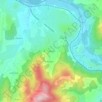 Fromenty topographic map, elevation, terrain