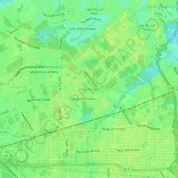 Royal Terrace topographic map, elevation, terrain