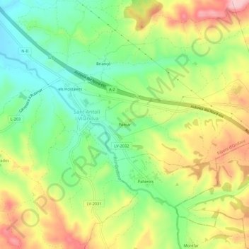 Pomar topographic map, elevation, terrain