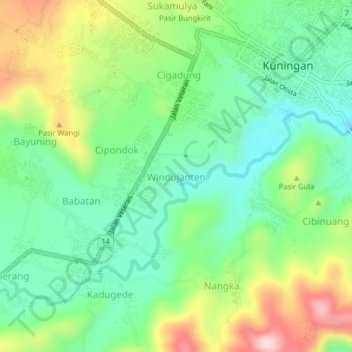 Windujanten topographic map, elevation, terrain