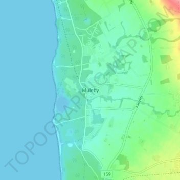 Muleby topographic map, elevation, terrain