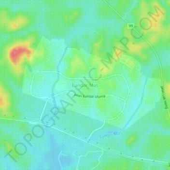 Bandar Mas topographic map, elevation, terrain