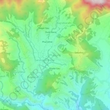 Phapung topographic map, elevation, terrain