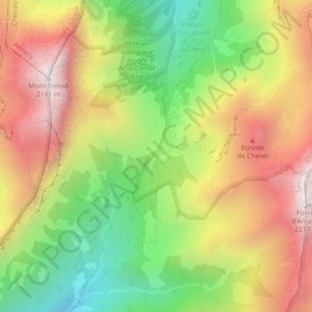 Col du Chérel topographic map, elevation, terrain