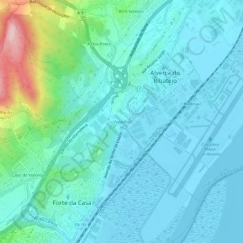 Verdelha de Baixo topographic map, elevation, terrain