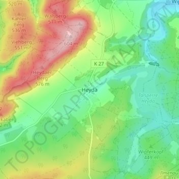 Heyda topographic map, elevation, terrain