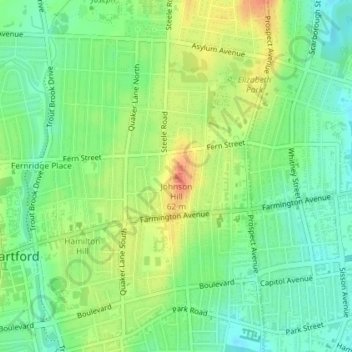Johnson Hill topographic map, elevation, terrain