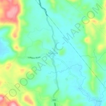 Mabini topographic map, elevation, terrain