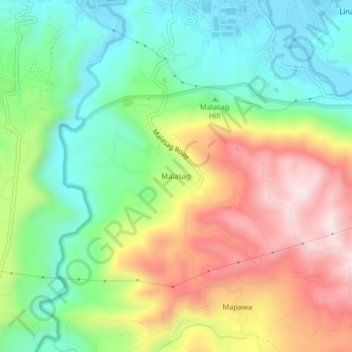 Malasag topographic map, elevation, terrain