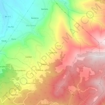 Casalinho topographic map, elevation, terrain