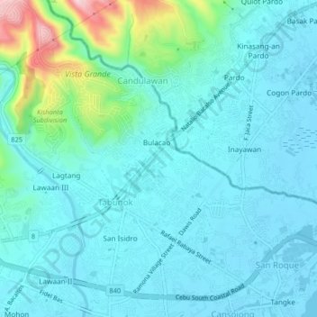 Bulacao topographic map, elevation, terrain