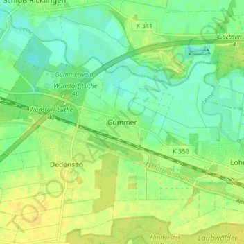 Gümmer topographic map, elevation, terrain